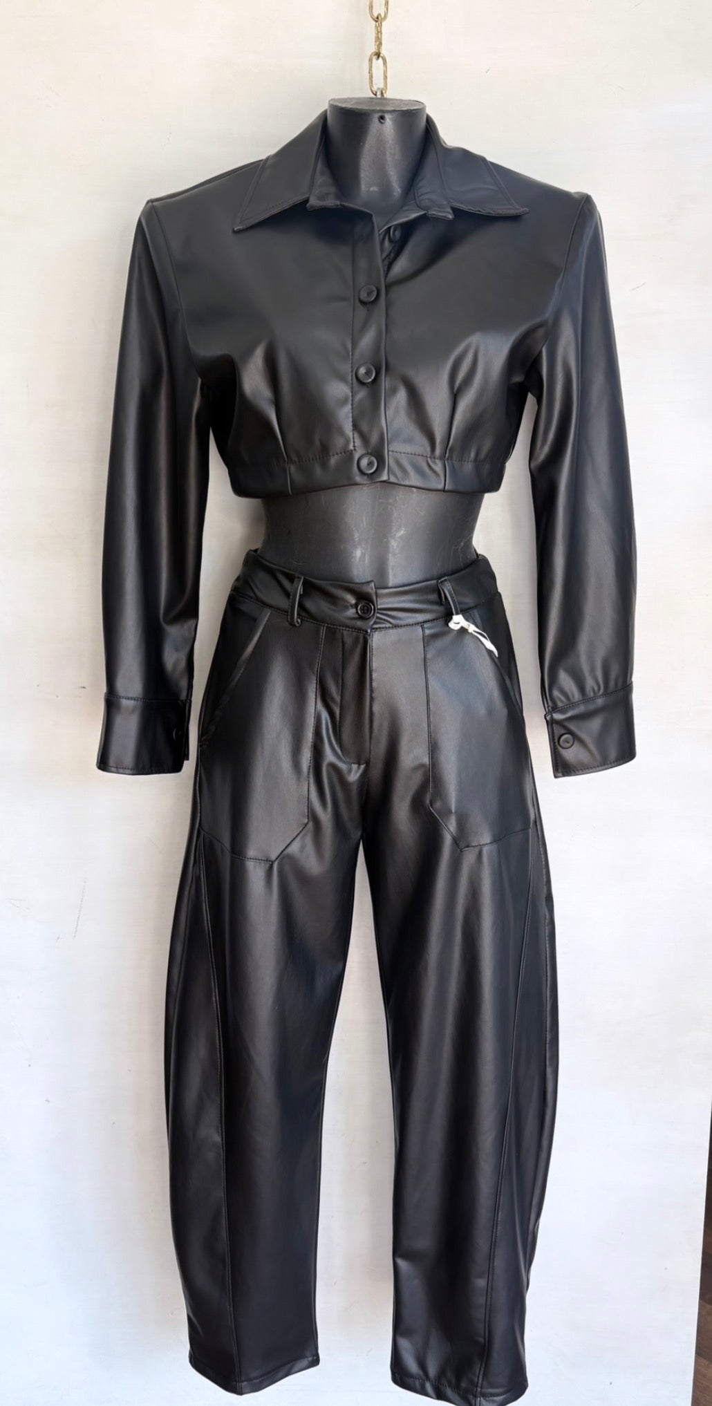 Camicia CROP in ecopelle